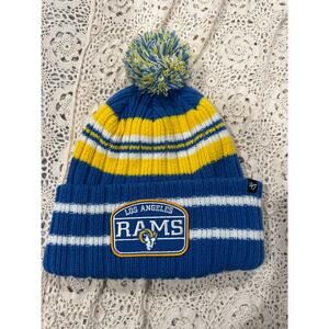 Los Angeles Rams Logo Graphic Cuffed Pom Beanie Hat Cap
